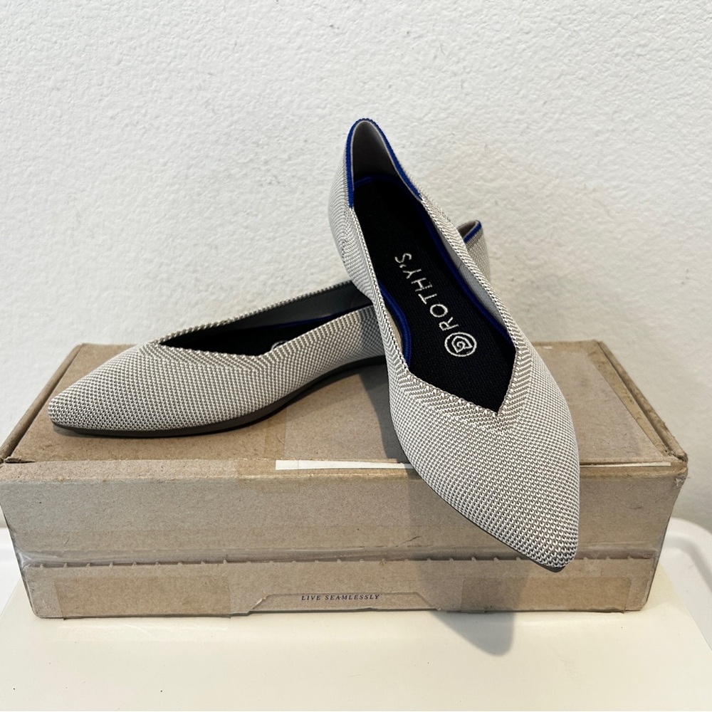 Rothy's The Point Slip on Shoes in Flax Birdseye Beige, Size 6.5, New in Box